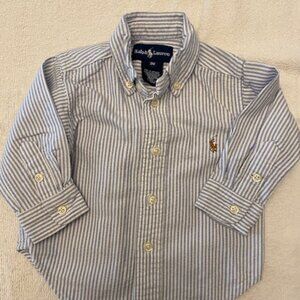 Ralph Lauren Polo Boys Button Down Long Sleeve Striped Dress Shirt 9 months